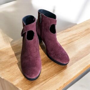 Sacha London Burgundy Suede Ankle Boots – Size 7.5